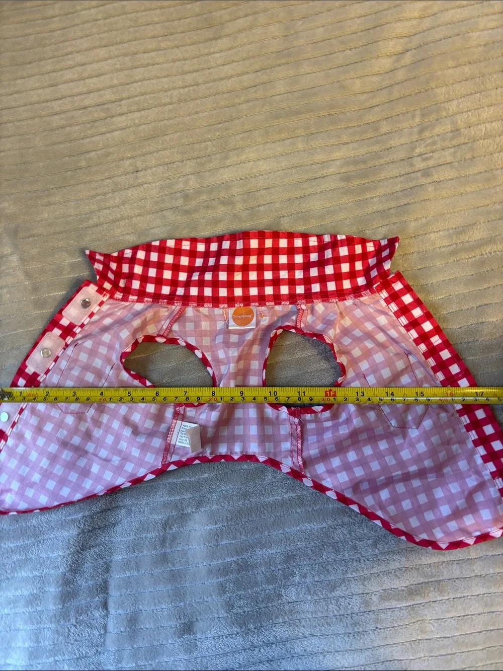 Red Gingham Dog Shirt with Denim Pockets - never worn, XS size